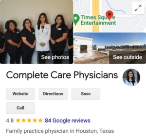 Choosing a doctor in Katy TX Complete Care Physician's Google Reviews